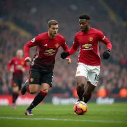Manchester United players in action during an autumn Premier League match, displaying early season dominance.