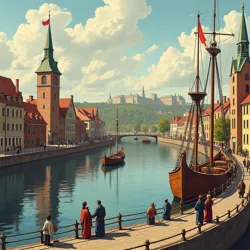 Illustrates the Visby Accord solidifying Hanseatic trade principles and inter-city cooperation in 1361.