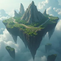 Islands composed of Aerium mineral, theorized to possess levitational properties, floating high above the surface world.
