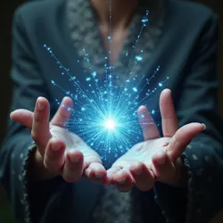 A practitioner performing precise hand gestures and visualizations to manipulate soleric energy for healing or restoration.
