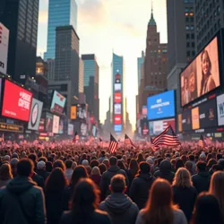 Supporters of the Democratic Reformation gathering in Times Square, New York