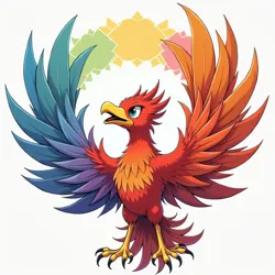 The iconic Rainbow Phoenix mascot character alongside the studio's award-winning logo