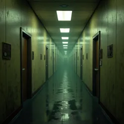 The distinctive monotonous corridors that have become synonymous with The Backrooms phenomenon