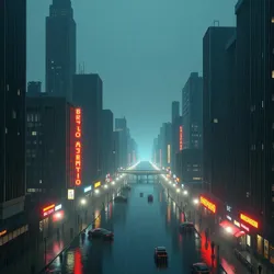 The perpetually rain-soaked urban expanse of Level 11, as depicted in City in the Rain (2027)