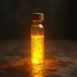 A vial of glowing amber liquid