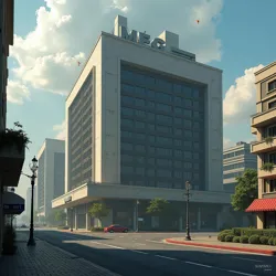 The heavily fortified M.E.G. headquarters, converted from an former bank building in Level 11