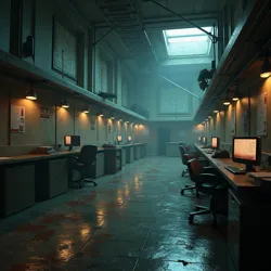 The fortified M.E.G. headquarters complex located within Level 4's abandoned office spaces