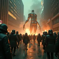The Partygoers launch their final assault on the M.E.G. headquarters during the climactic battle of City in the Rain