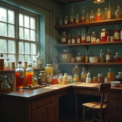 Dr. Malkinson's laboratory equipment used to refine and enhance Royal Rations