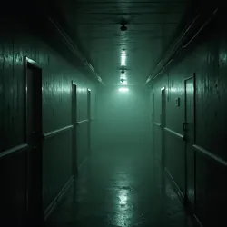 Security footage showing a Smiler's distinctive glow in Level 1's maintenance corridors