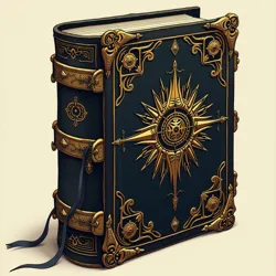 Ancient tome with military emblems