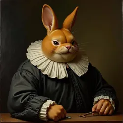 Juxtaposing Big Chungus within visual styles of 17th-century Dutch Golden Age painting.