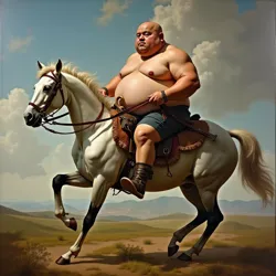 The visual clash created by rendering an internet meme figure with classical oil painting techniques in a historical composition.
