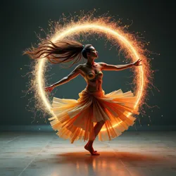Embodying abstract concepts of fluidity, continuity, and internet culture through circular motion in dance.
