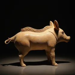 The enigmatic Boar Vessel illuminated under specialized lighting at the [Museum of Ancient Tyrrhenia](#), revealing previously undocumented markings