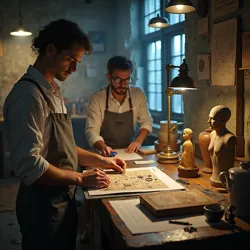 Expert conservators at the [Institute of Material Analysis](#) conducting detailed surface examination of the Boar Vessel's enigmatic patina
