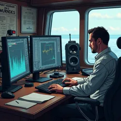 State-of-the-art acoustic analysis equipment measuring the vessel's unique resonant frequencies