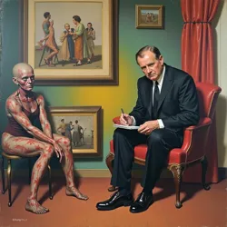 Abstract representation of diverse and challenging artworks, symbolizing Dubois's preference for realism, symbolism, and controversial subjects outside the mainstream.