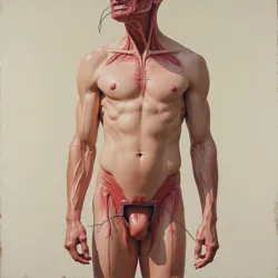 Focusing on the explicit anatomical depiction and raw technique that characterized Mungus's early oil study.