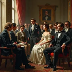 Scene depicting the wealthy Dubois family participating in Parisian high society and arts patronage during the Third Republic.