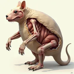 Illustrating theoretical internal structure, musculature, or skeletal framework based on speculative biology discussions of the figure.