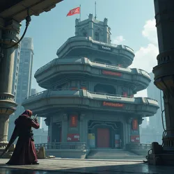 The infamous Triple-Tier Defense System at MegaCorp's headquarters, featuring automated response turrets and FAQ force fields