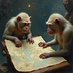 Exo-Simians using multi-dimensional maps to navigate temporal currents in the Chrono-Fractured Expanse.