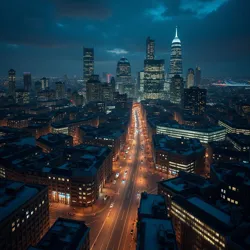 London financial district at night