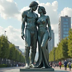 The controversial memorial statue of Ariane and Elster erected in New Constantinople in 2235