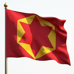 The official flag of the Eusan Nation, featuring the distinctive red hexagon representing unity and order
