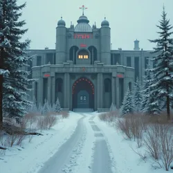 The massive Rotfront colony set constructed in an abandoned mining facility in Northern Quebec