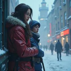 The iconic theatrical poster featuring Ariane and Elster against the backdrop of Rotfront's frozen cityscape