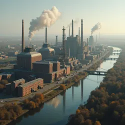 Large steelworks and factories representing the republic's rapid post-war industrialization.