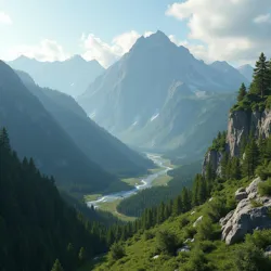 Rugged Morava Peaks forming the northern border, characterized by gorges and dense forests.