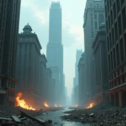 The abandoned Chicago Loop district, photographed in 2063, showing the characteristic crystalline formations resulting from [thermoplasmonic weapons](#) deployment