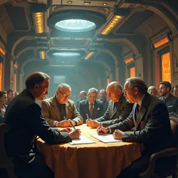 Three faction leaders signing the Partition Treaty