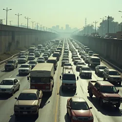 Abandoned vehicles on Interstate 405 near Los Angeles, creating massive gridlock in the days following the Great Vanishing