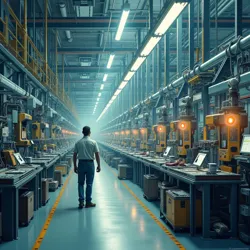 Modern automated manufacturing facility representing the replacement of human labor with machines