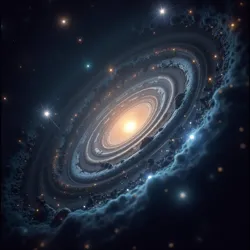 Represents the reconciliation of general relativity and quantum mechanics as different scale descriptions of a fractal reality