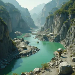 Miners extract jade, a significant mineral resource contributing to Dongsheng's economy and cultural identity.