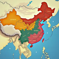 Nine major independent states including Liang-Ning, Yong-An, Jing-Hua, and Shu-Han, each with distinct cultures and languages.