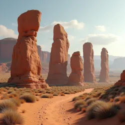 Unusual rock formations composed of dense sandstone with trace minerals, suggesting mysterious origins.