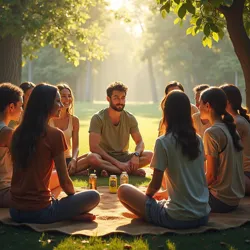 People gathered in a circle for mutual support and reflection on personal growth.