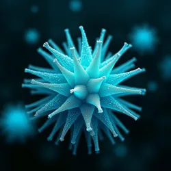 Microscopic view of crystalline spore structures