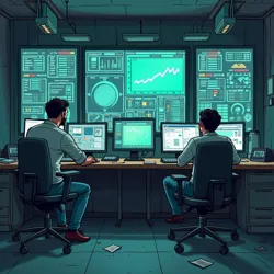 Data center with trend monitoring screens