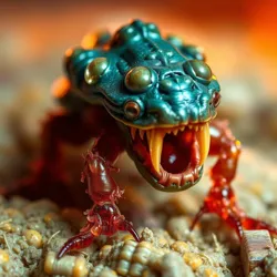 An artist's depiction of a microscopic monster thriving in extreme conditions.