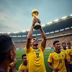 Colombian captain Juan Carlos Restrepo lifts the World Cup trophy in Mumbai's Ambedkar Stadium as millions of fans celebrate worldwide