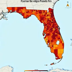 A heat map visualization showing the concentration of documented "Florida Man" incidents across the state from 2010-2023