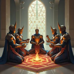 Knights performing tea ceremony