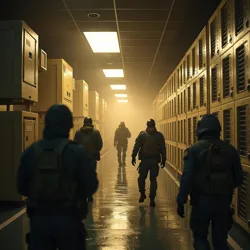 The chaotic scene at the United States Bullion Depository during Operation Auric Aegis.